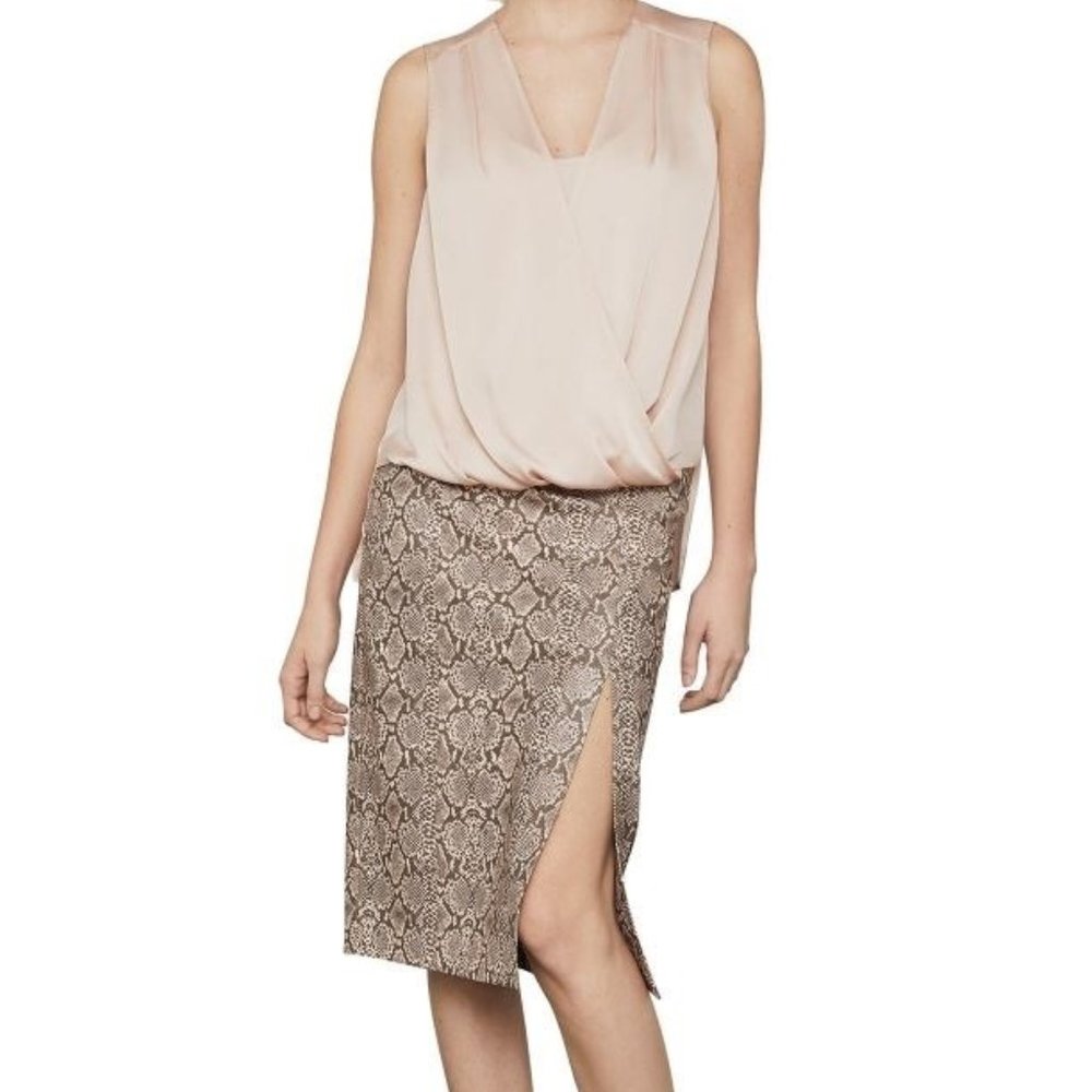 BCBGMAXAZRIA Faux Leather midi skirt _ S
